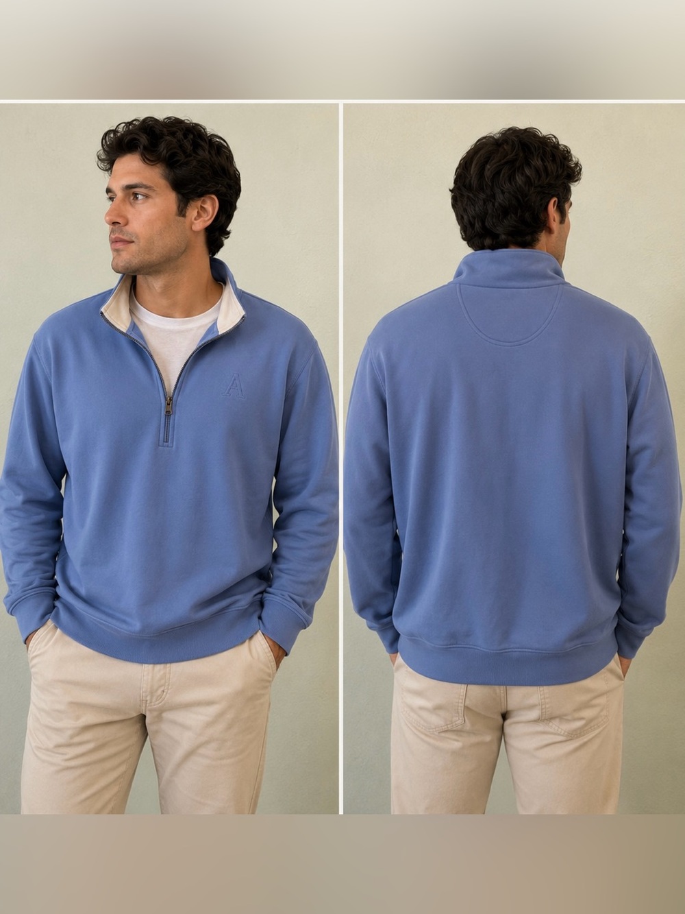 Donald Ross Men’s Large Light Blue Quarter Zip Pullover Golf Performance Top